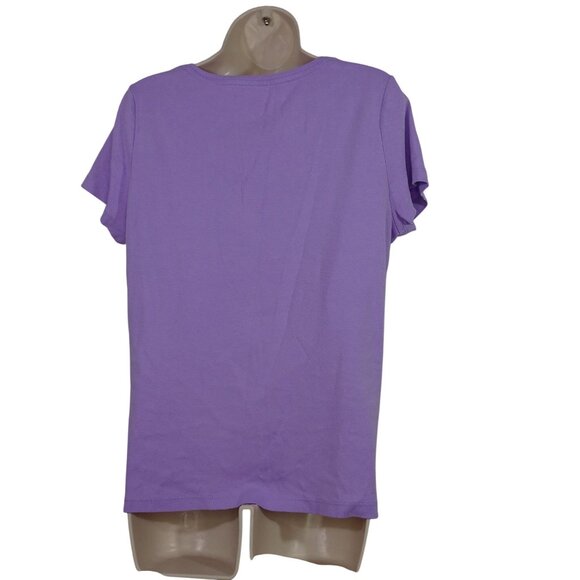 Lot of 2 St Johns Bay Basic Cotton T-Shirt Women Size L Lavender And Coral - Picture 4 of 11